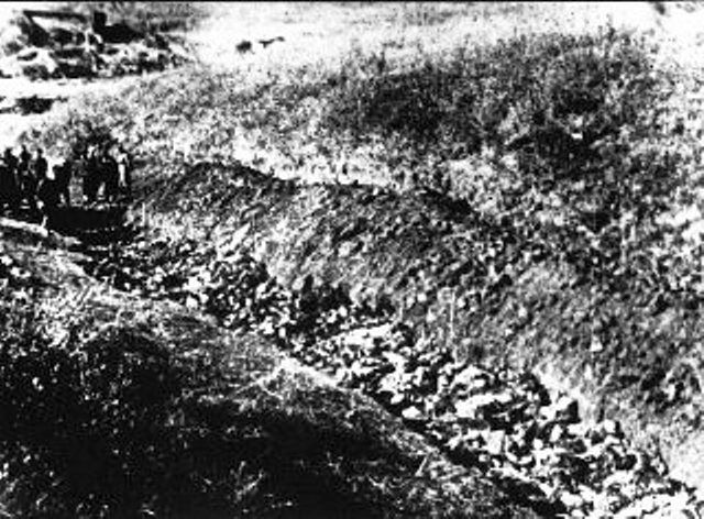 Babi-Yar Soviet investigators view an opened grave at Babi Yar